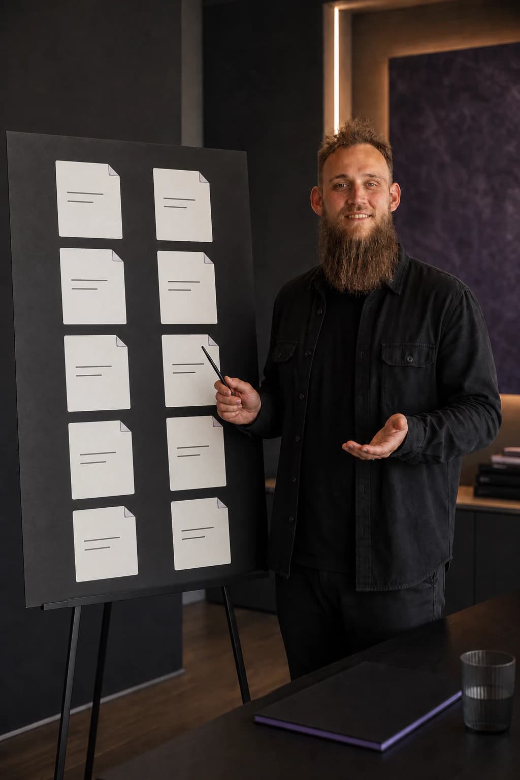 Illustratives Motiv: Rafael erklärt eine Recruitingkampagne anhand symbolischer Bewerbungsunterlagen.