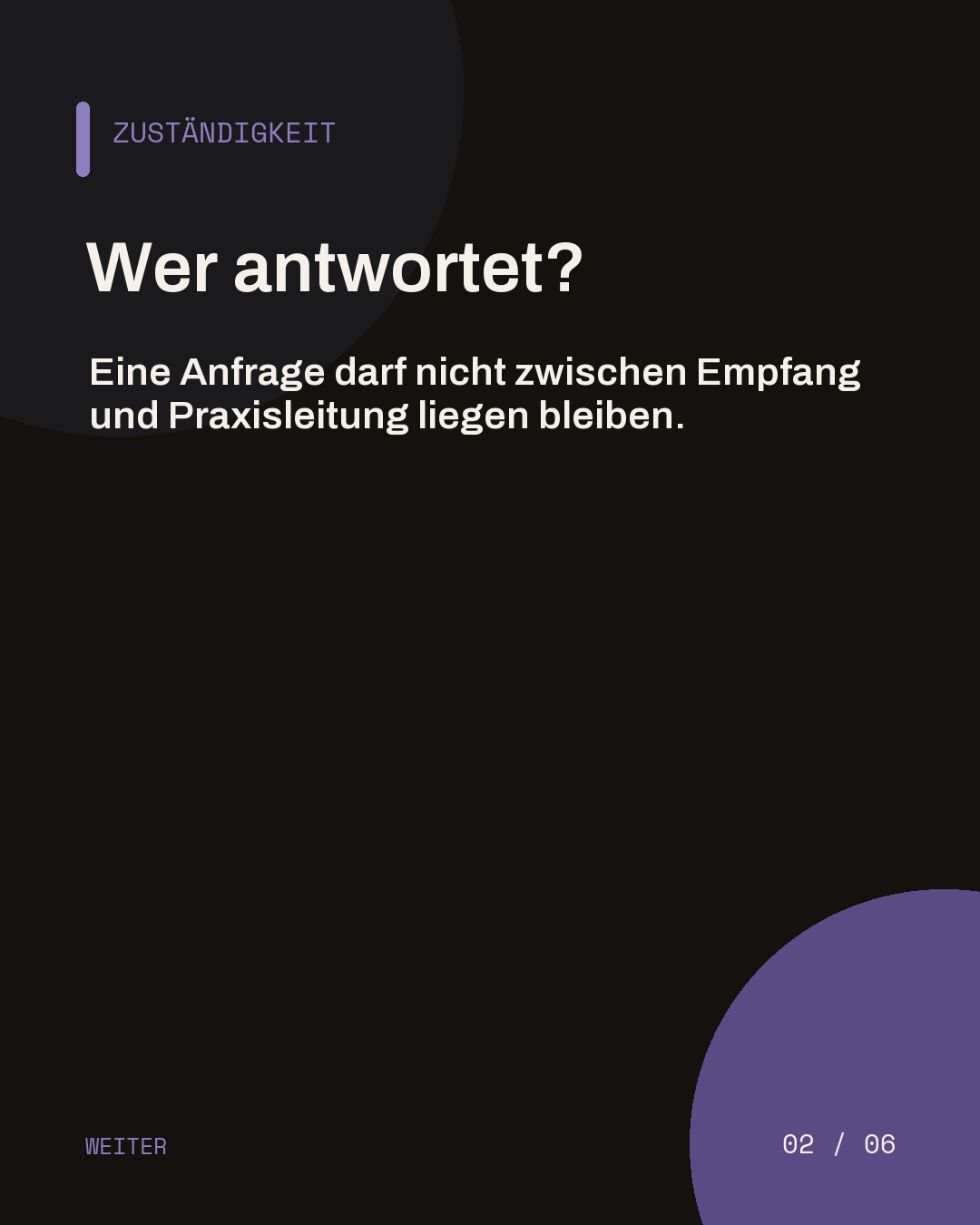 Dunkle Slide mit der Frage, wer nach dem ersten Kontakt antwortet.