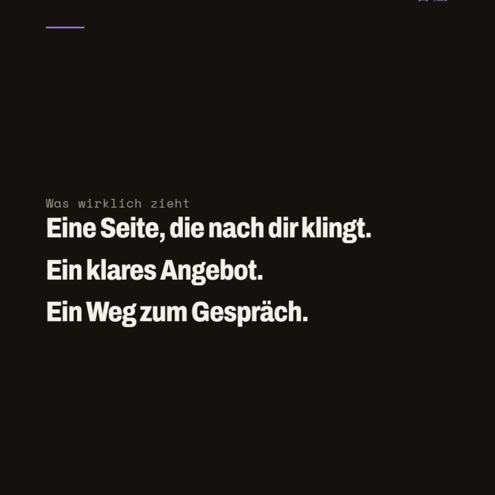 Folie mit drei Punkten: eine passende Seite, ein klares Angebot und ein Weg zum Gespräch.