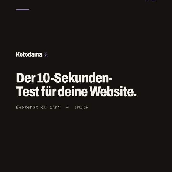 Dunkle Titelfolie: Der 10-Sekunden-Test für deine Website.