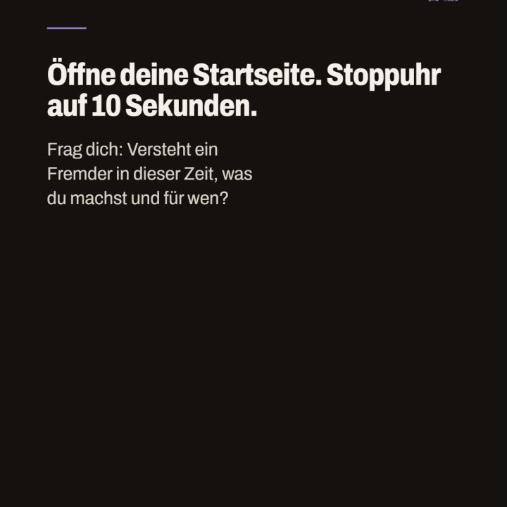Folie mit der Aufforderung, die Startseite zu öffnen und zehn Sekunden zu stoppen.