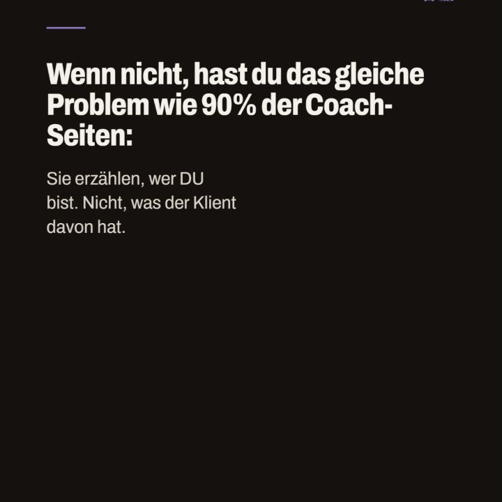 Folie zum Problem austauschbarer Coach-Seiten, die nur über den Anbieter sprechen.