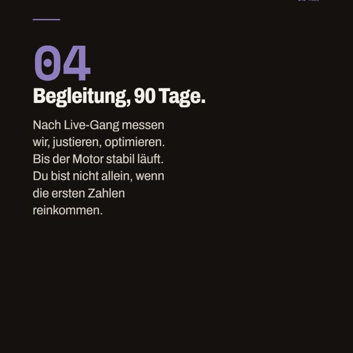 Prozessfolie 04 zur Begleitung während 90 Tagen nach dem Livegang.